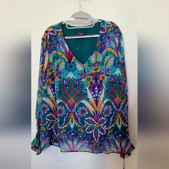 Nicole Miller Green and Purple Blouse - Picture 9 of 9